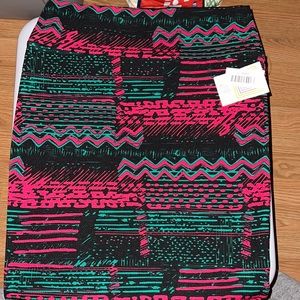Hot pink and Teal detailed  Pencil Skirt